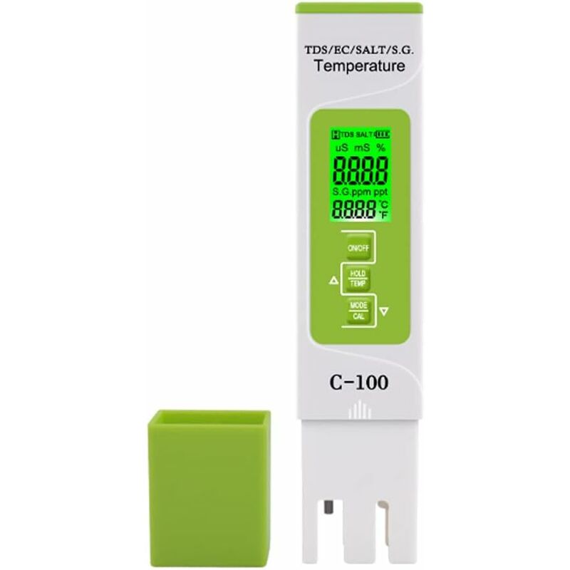Cyfrowy tester jakości wody 5-w-1 do testowania TDS/EC/Zasolenia/SG./Temperatury z wysoką precyzją, test do wody pitnej, domu, basenu