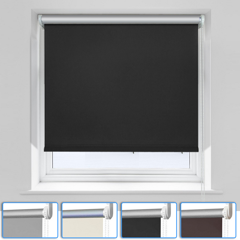 Estor enrollable opaco térmico con tracción lateral sin taladrar, montaje sencillo, 40 cm x 160 cm, marrón