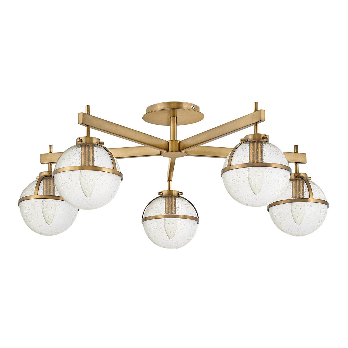 Lustre Liberty Laiton Bruni 5 Lumières, Verre Rose Fuchsia, Neuf