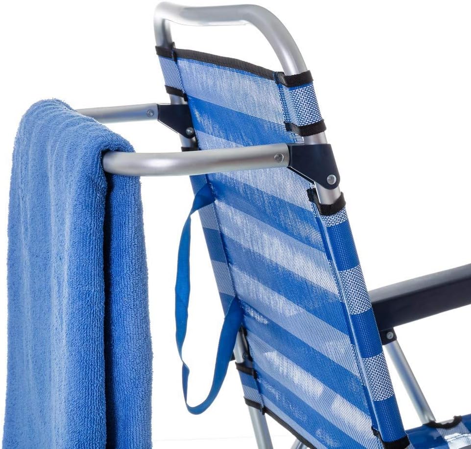 2 Sillas Playa Sillón Bajo Plegable Convertibles en Cama de Aluminio Ligero Turquesa - 5