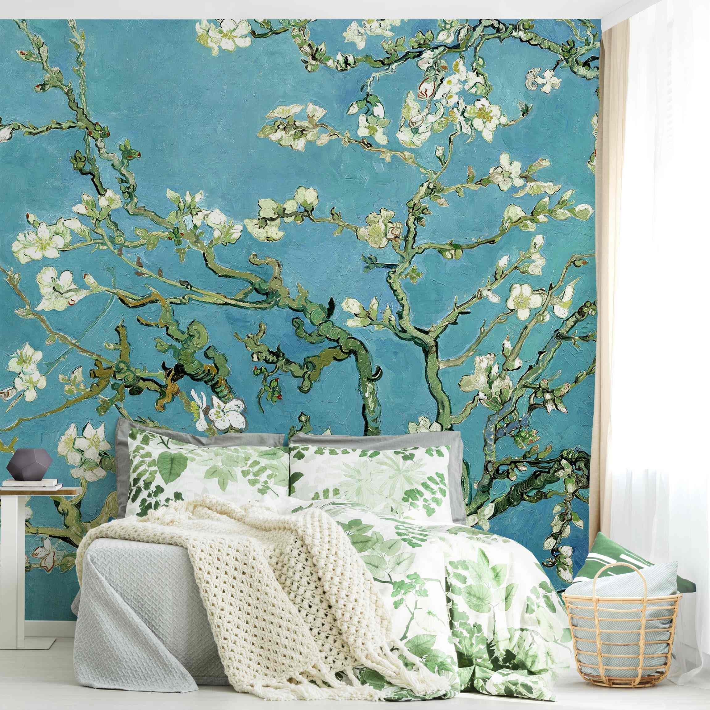 Papel pintado fotomural vincent van gogh flores arte bosque 272 - salón dormitorio cocina pasillo - tnt 336 x 336 cm smart