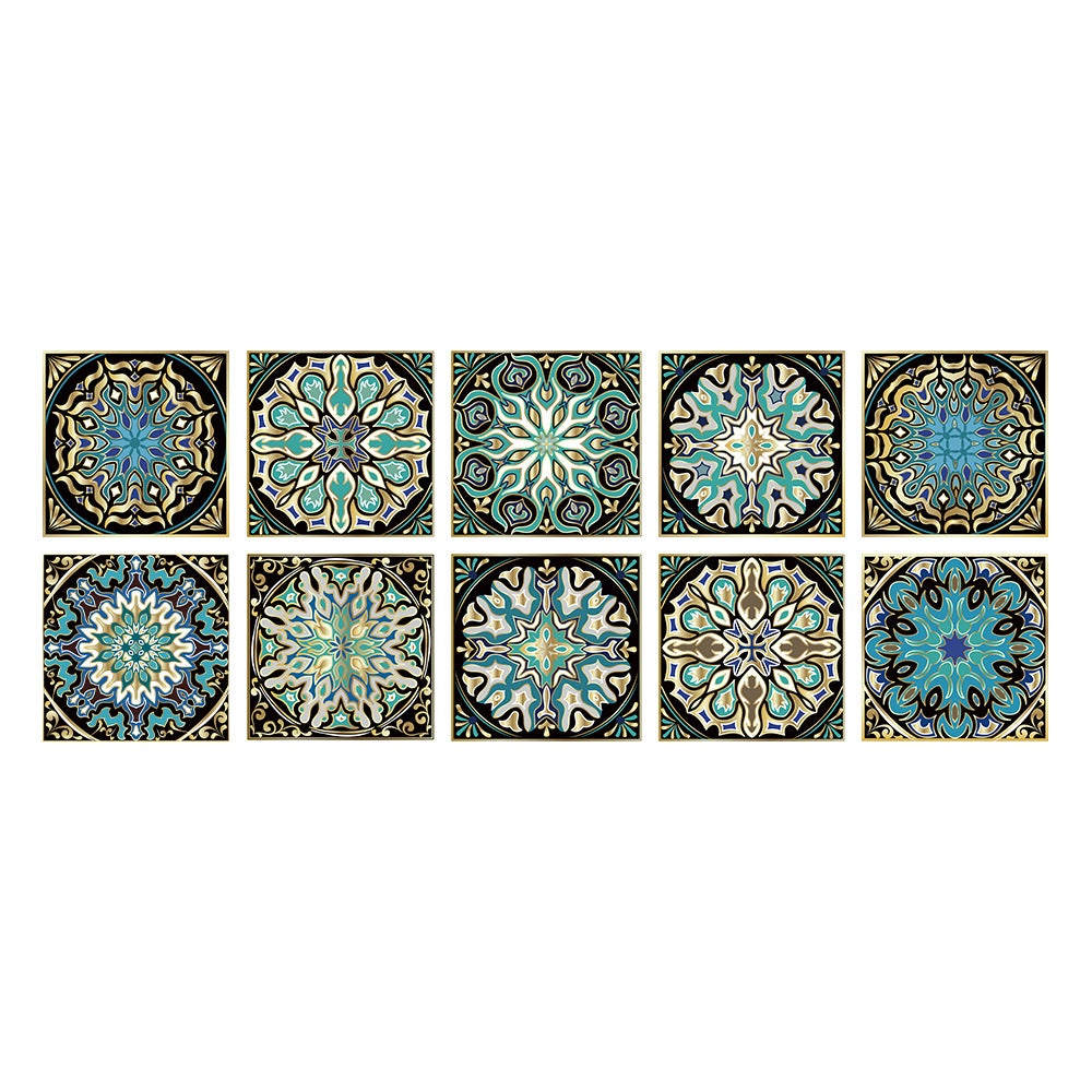 Alwayspon Lot De 10 Stickers Carrelage Mural Vinyle - Vert Sauge Rétro 30x15 Cm - Imperméable Et Antidérapant Pour Cuisine & Salle De Bain