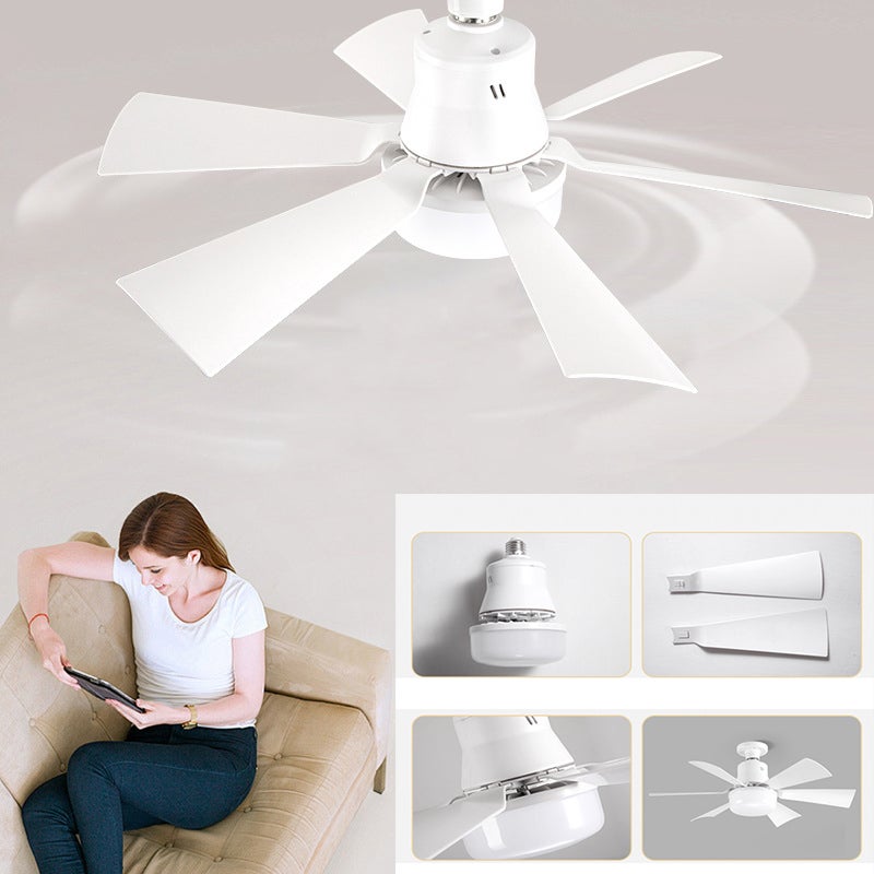 Petit ventilateur de plafond LED, abat-jour plat 30W, ventilateur carré, petit ventilateur télécommandé à 6 pales(hors plafond suspendu) - 9