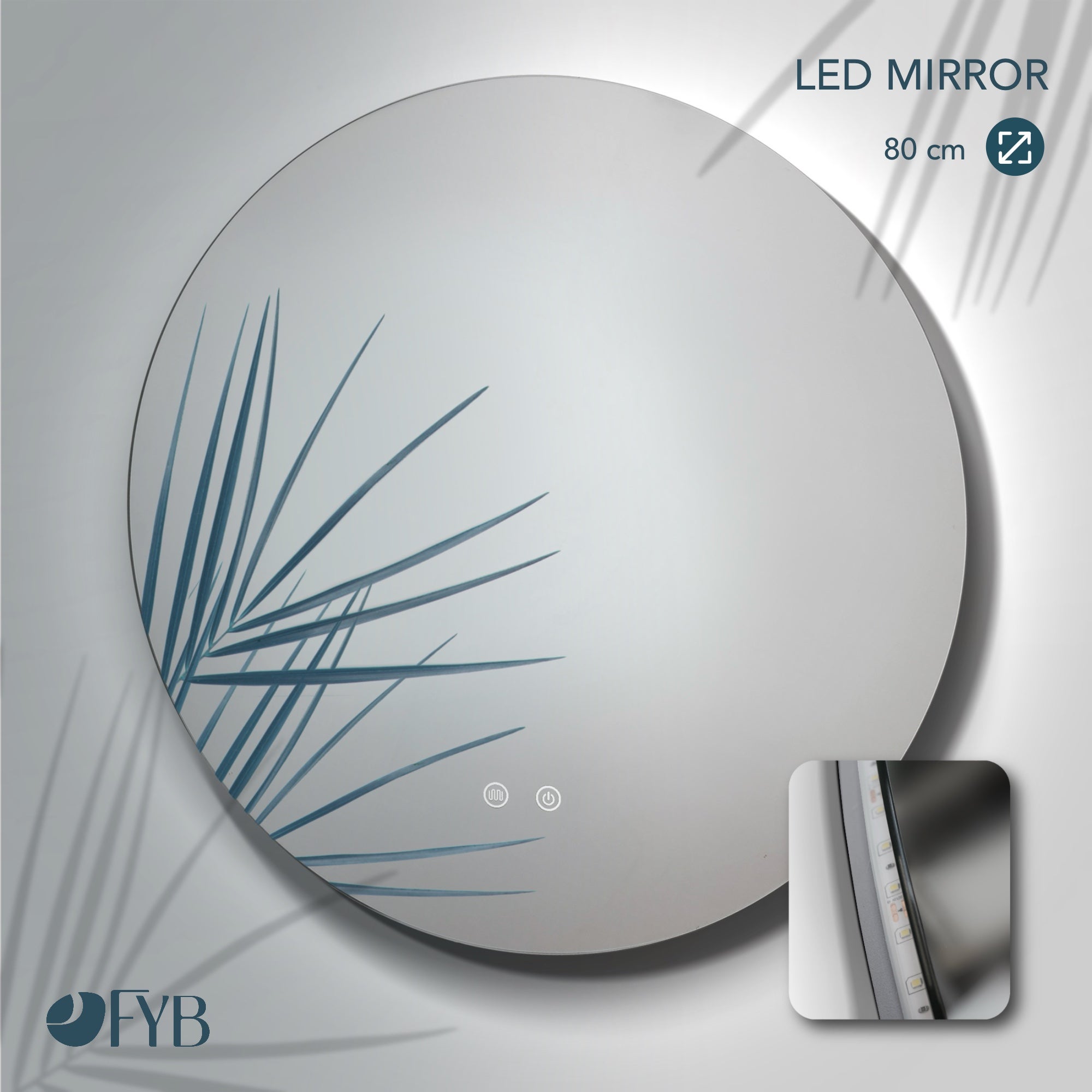 Feel Your Bath, Meuble de Salle de Bain PANTER Blanc 60 cm, 2 Tiroirs, Vasque Céramique Intégrée et Miroir Rond LED - 4