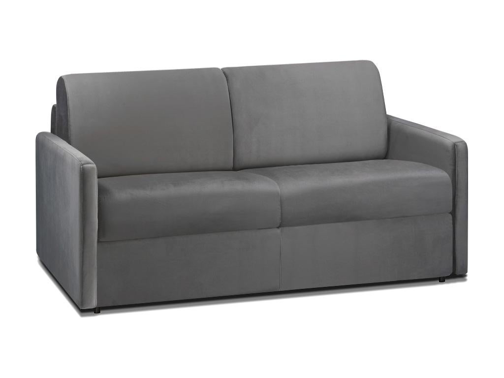 Kanapa 2-osobowa rozkładana z weluru CALIFE - Kolor antracytowy - Łóżko 120 cm - Materac 14 cm