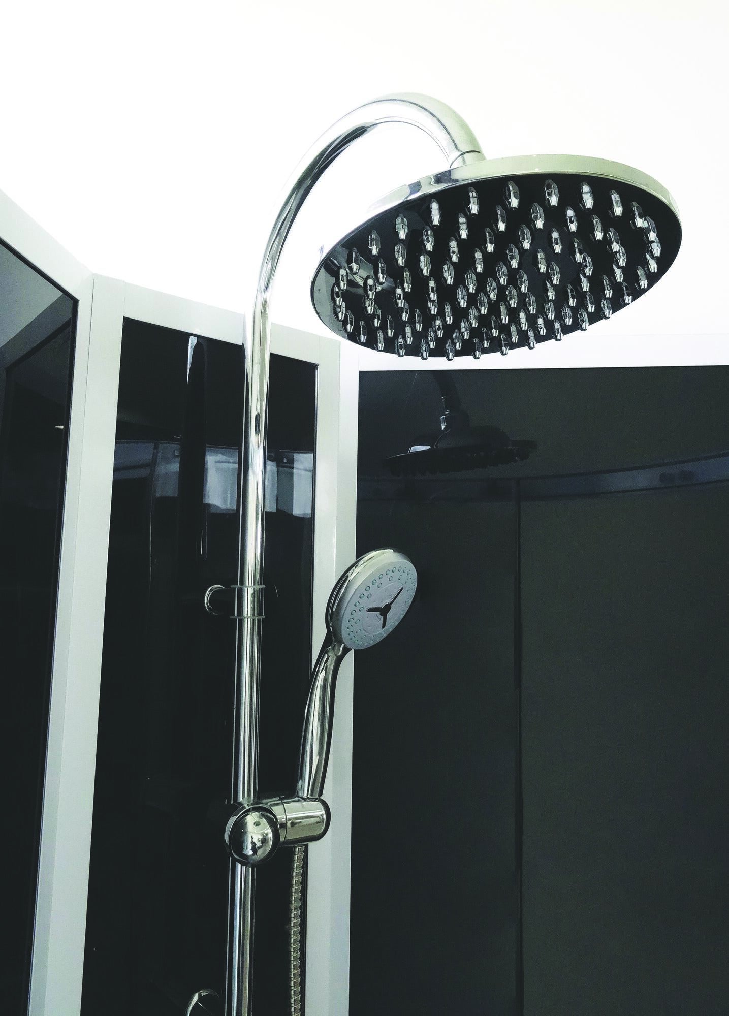 ONDEE - cabina de ducha GENA, Montaje sin silicona- 1/4 de círculo -Perfiles de aluminio - blanco - 80 cm - 6