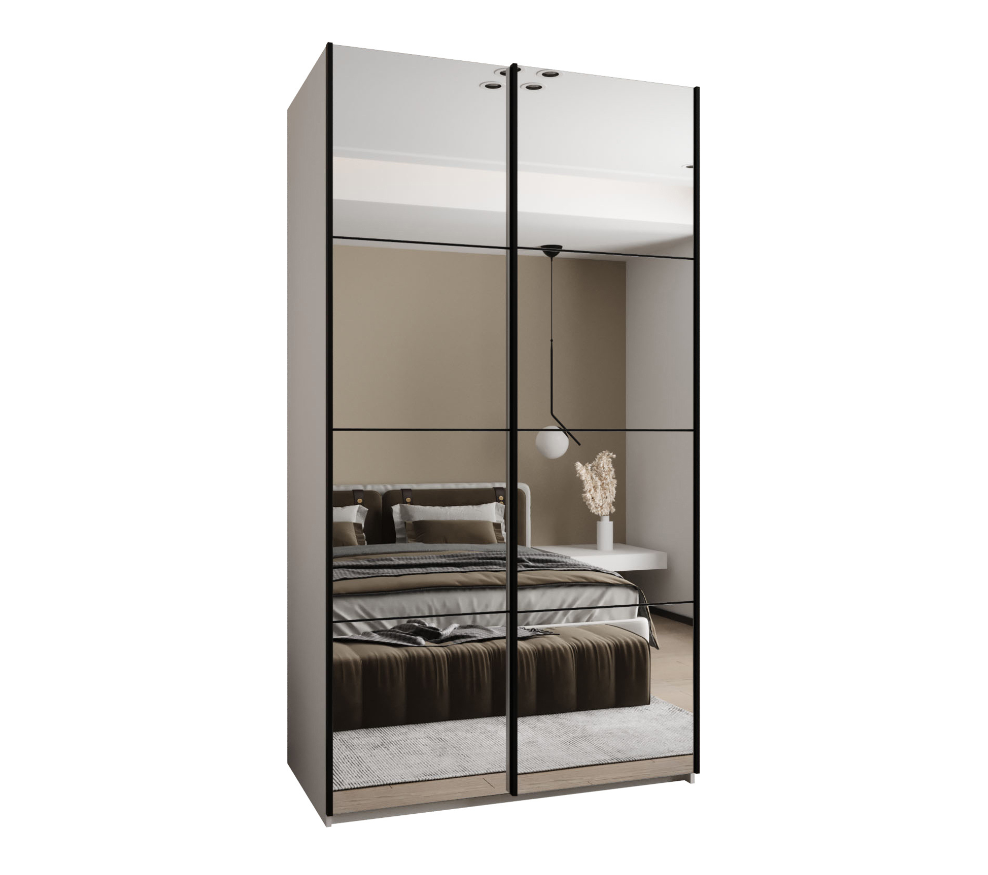 Szafa przesuwna wysoka Lux 2 130 x 64 x 245,5 cm biały + czarny + u. czarny - Abiks Meble