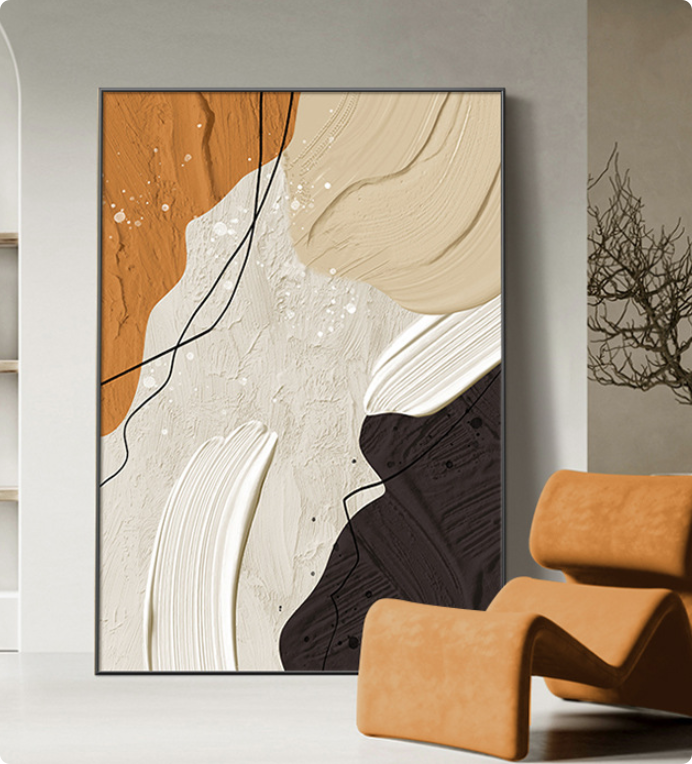 Cadre de peinture abstraite moderne, décoration murale de style bohème, grande toile, œuvre d'art, décoration murale, 40,6 x 60,9 cm - 3