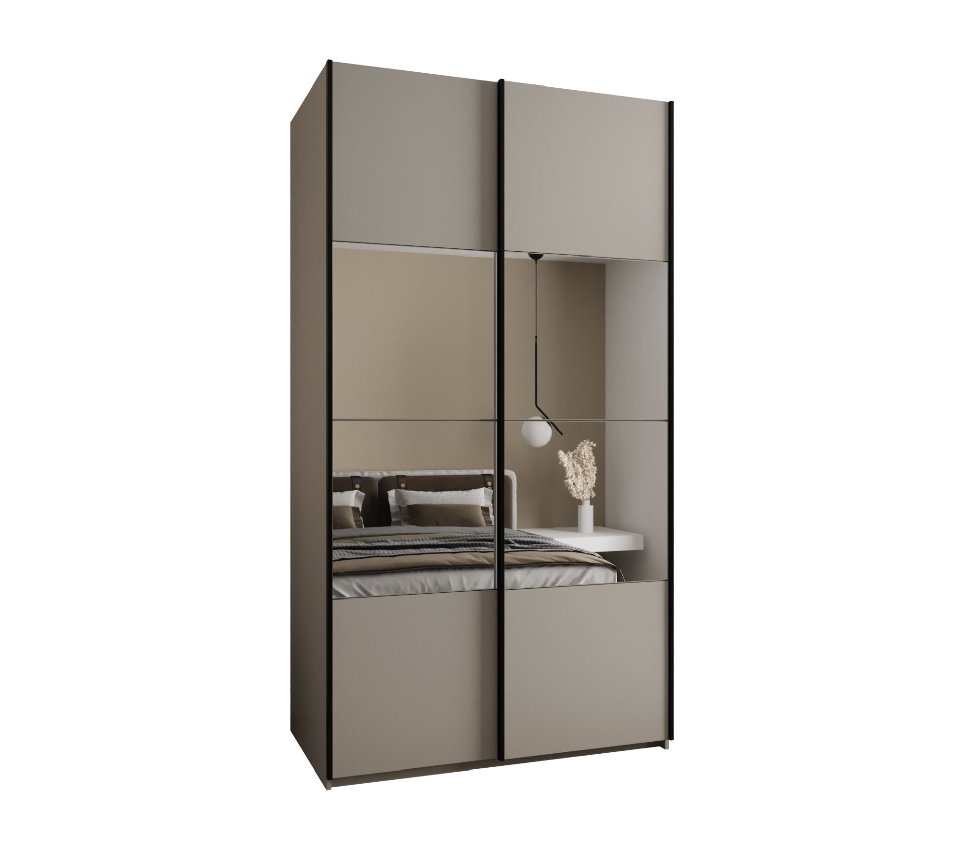 Szafa przesuwna wysoka Lux 4 130 x 64 x 245,5 cm kaszmir + kaszmir + u. czarny - Abiks Meble