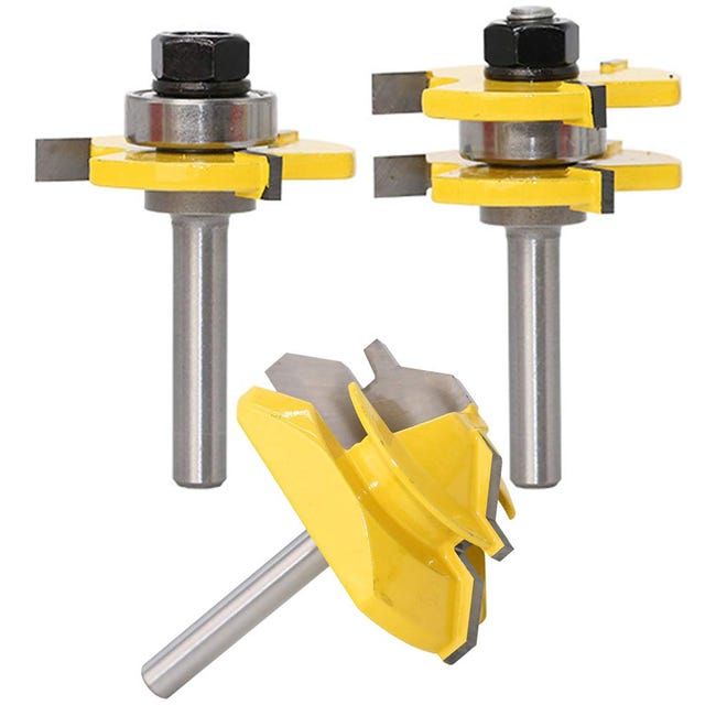 3 pcs Fraise à Rainurer à 45 Degrés (Tige de 8mm) - Outil de Routeur à 3 pcs Fraise à Rainurer à 45 Degrés (Tige de 8mm) - Outil de Routeur à