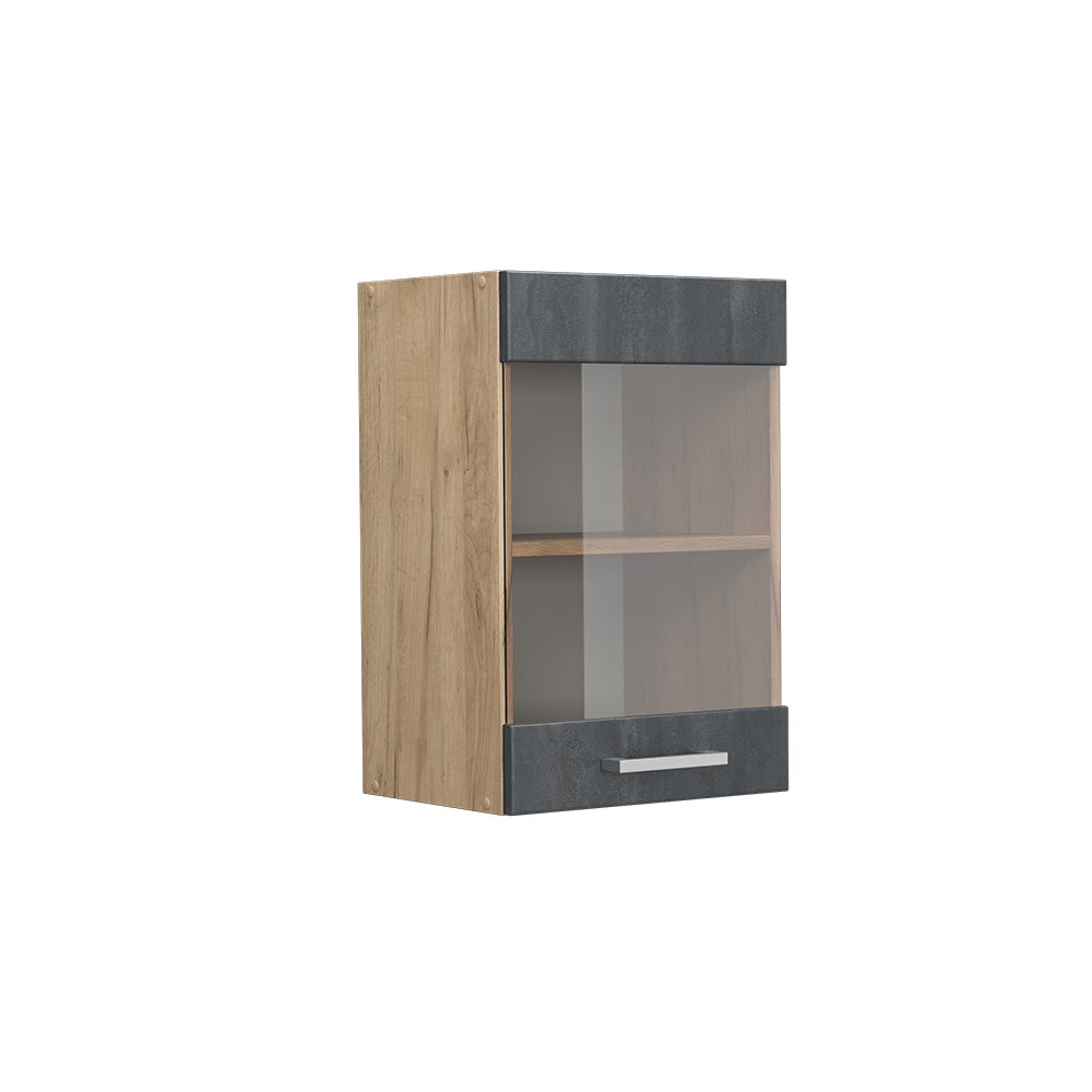 Vicco Szklana szafka kuchenna R-Line, Czarny beton, 40 cm