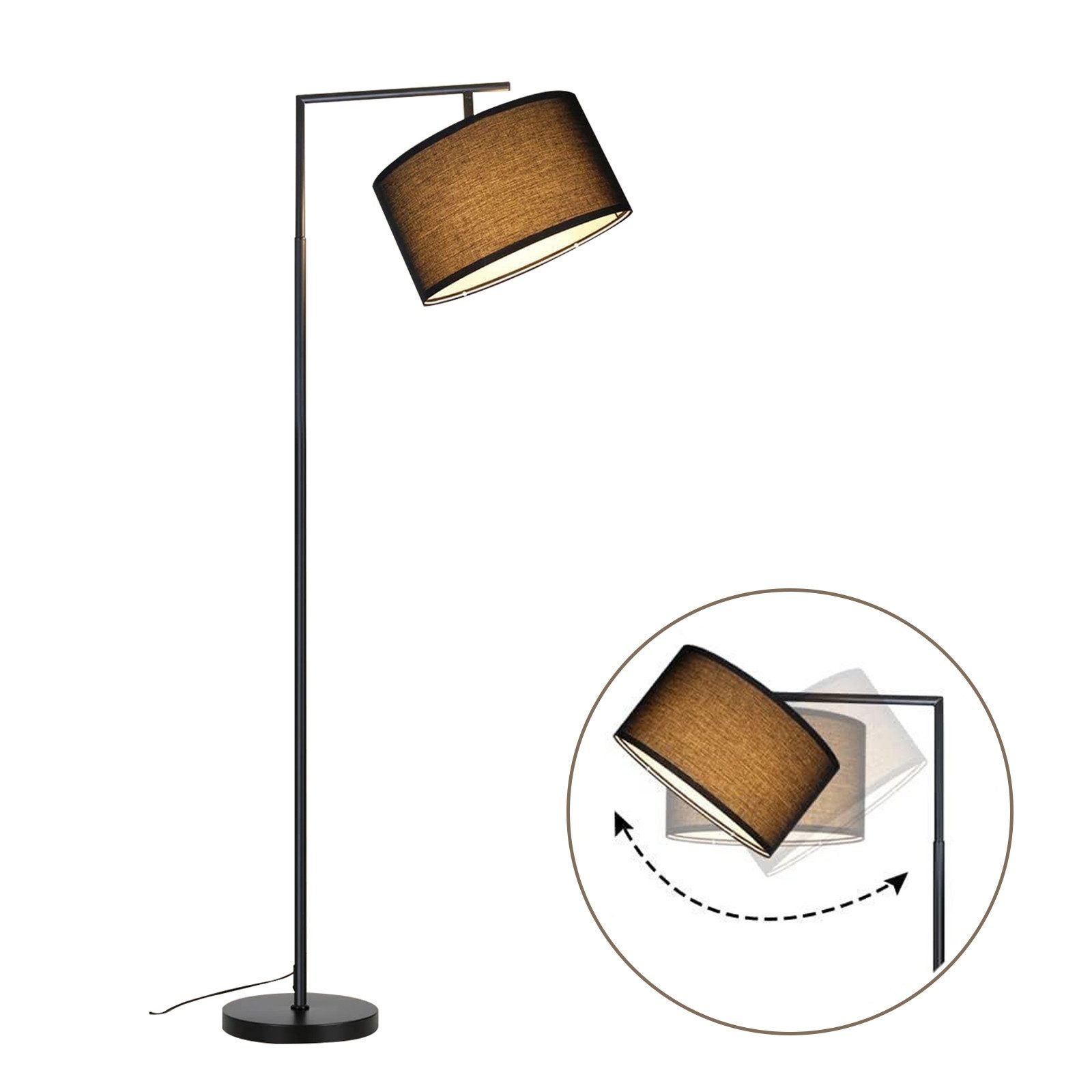 ZMH Candeeiro de pé para sala design tecido moderno lâmpada de leitura E27 com interruptor de pé - 9