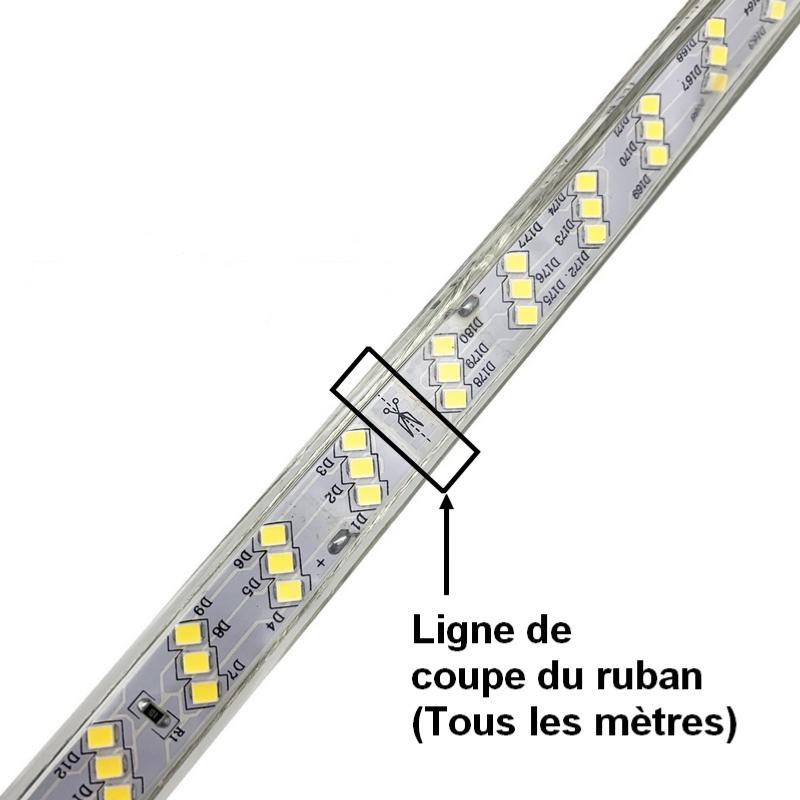 Ruban LED 220V Recoupable 50M IP65 2835 180LED/m Triple Rangée - Blanc Neutre 4000K - 5500K - SILAMP - 5