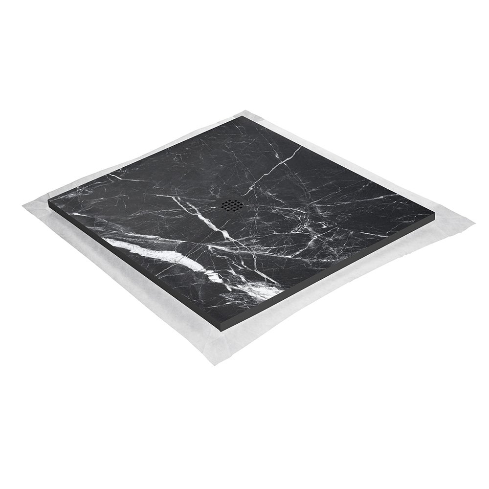 Receveur résine 100 x 100 cm effet marbre noir - grille carrée centrée - 2