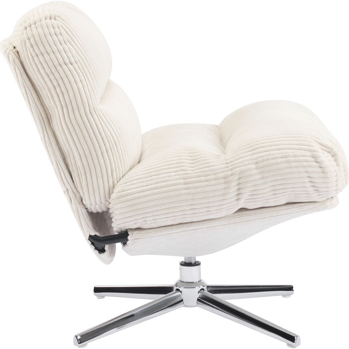 Fauteuil pivotant en velours cotelé beige et piètement chromé - Julia - 4