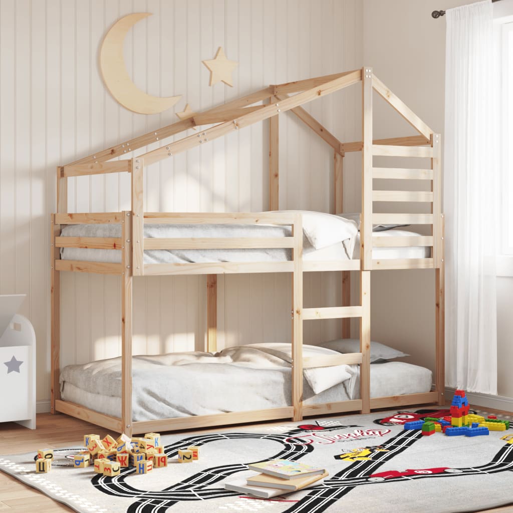 Lit superposé avec toit 75x190 cm bois de pin massif CFW51712 - 2