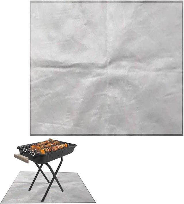 (Szara) 100 cm ognioodporna mata do grilla BBQ, mata do paleniska na patio, mata trudnopalna, odporna na wysoką temperaturę, wodoodporna, ochronn