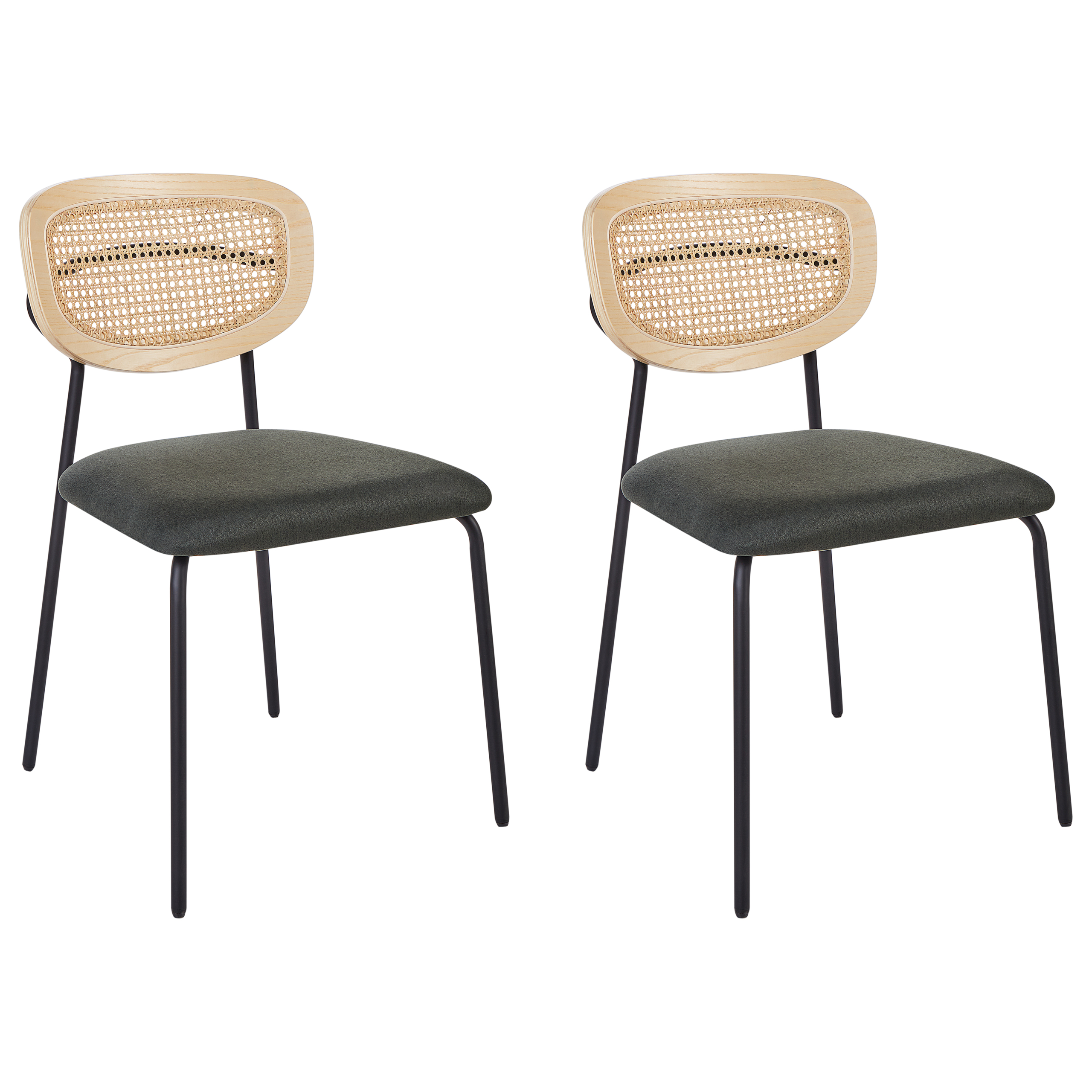 Beliani Conjunto De 2 Sillas De Comedor Mayetta Ratán Verde/Oscuro , Leroy Merlin