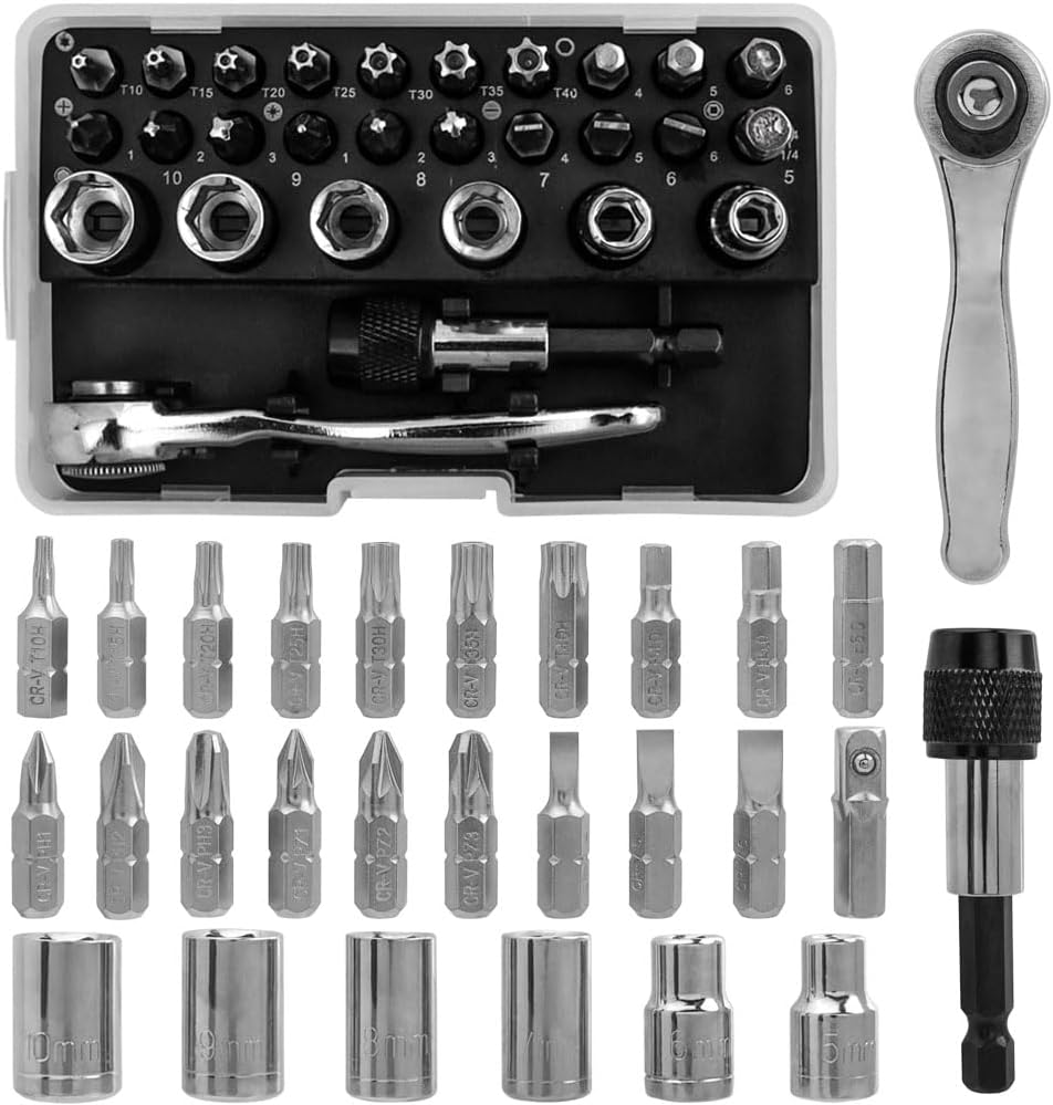 Kit Mini Clé à Cliquet 22pcs - Douilles et Embouts de Tournevis, 1/4 ...