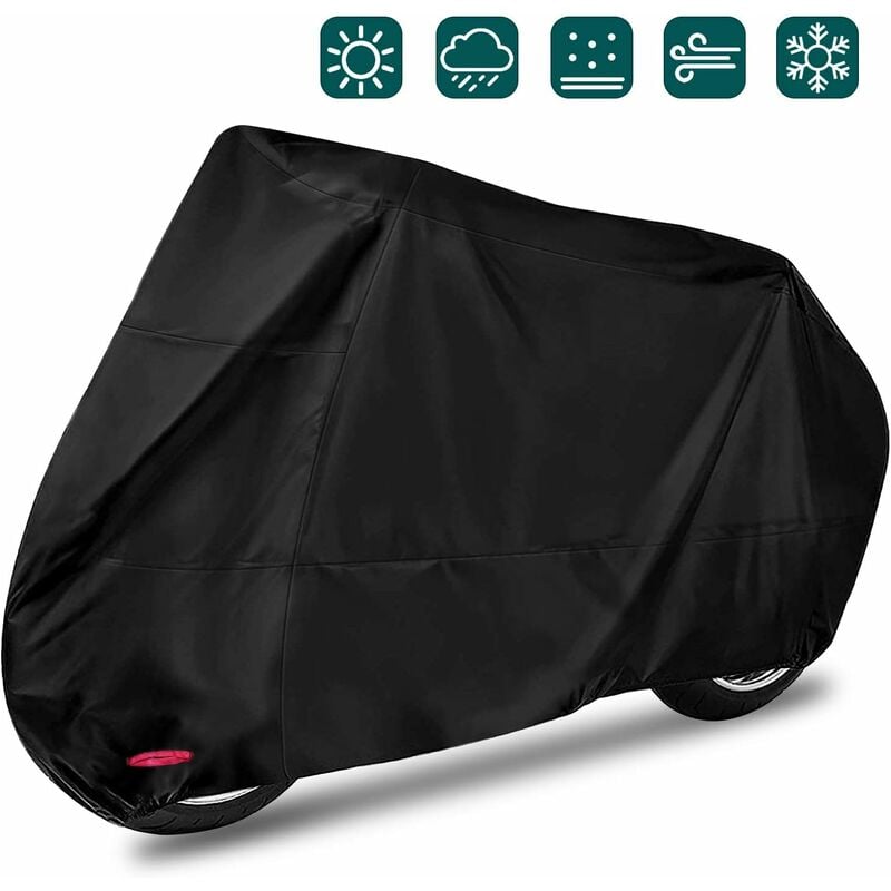 Pokrowiec na motocykl Ochrona UV Wodoodporny Wiatroodporny Odporny na deszcz Śnieg Pyłoszczelny Zewnętrzny XXL Czarny RWAuto moto Pokrowce motocykle