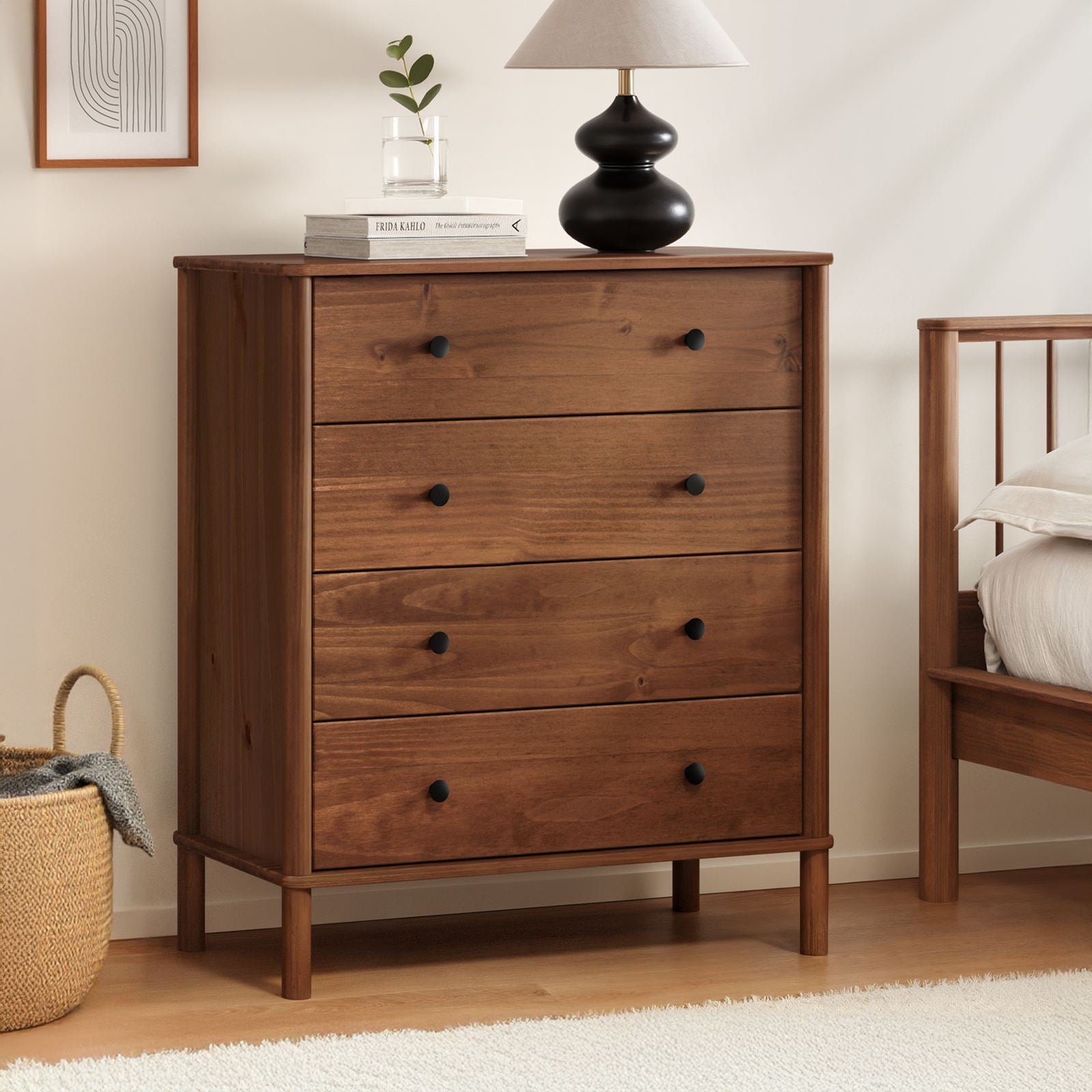Commode APOANA 4 tiroirs en bois massif - Coloris châtaignier - 3