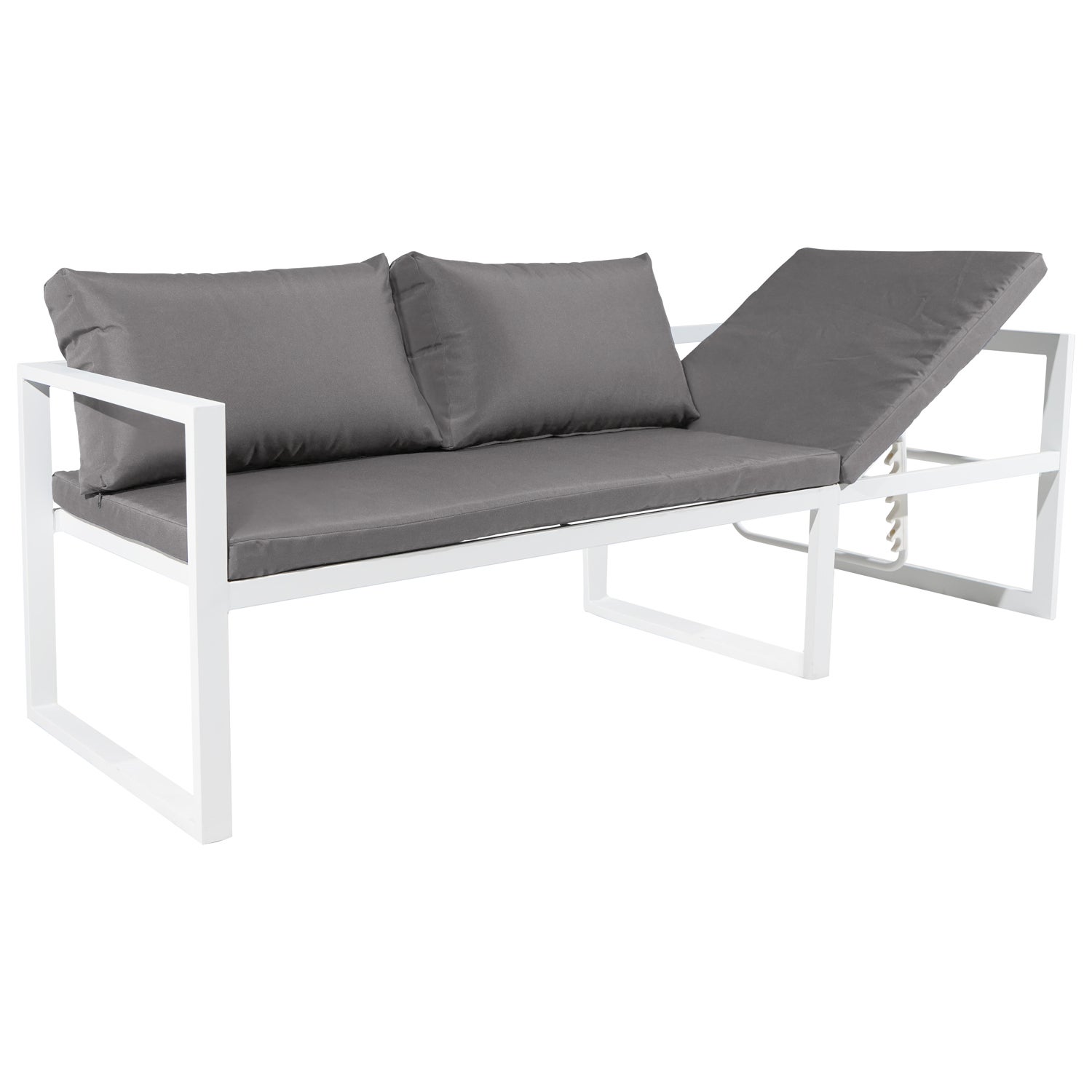 Salon de jardin modulable 7 places gris et blanc en aluminium IBIZA - 6