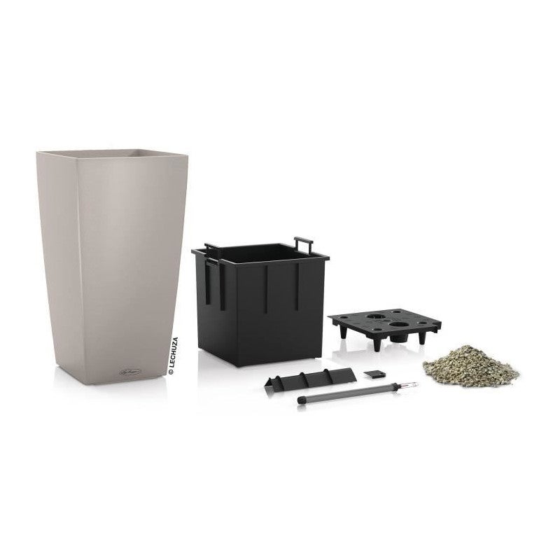 Pot de fleur LECHUZA Cubico Color 40 - kit complet, brun sable - 2