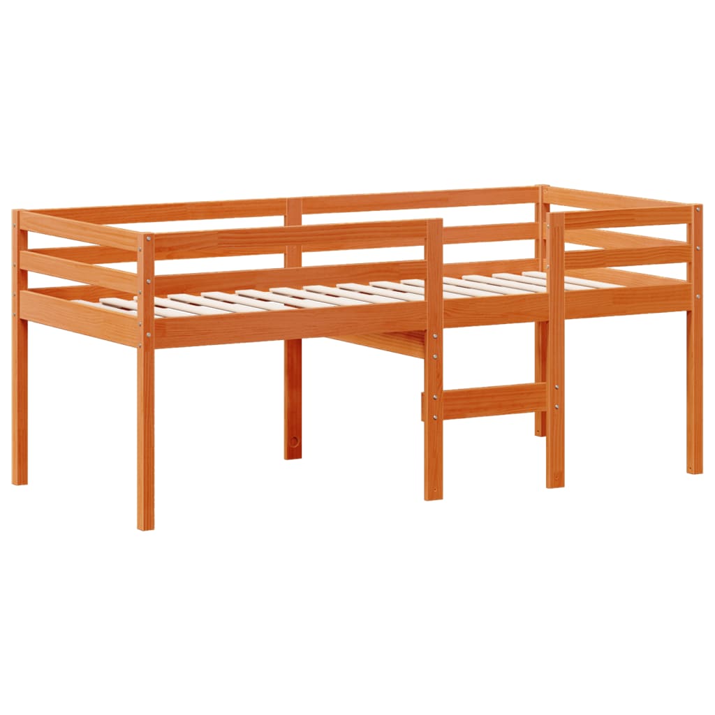 Lit haut avec toit cire marron 90x190 cm bois de pin massif - 5