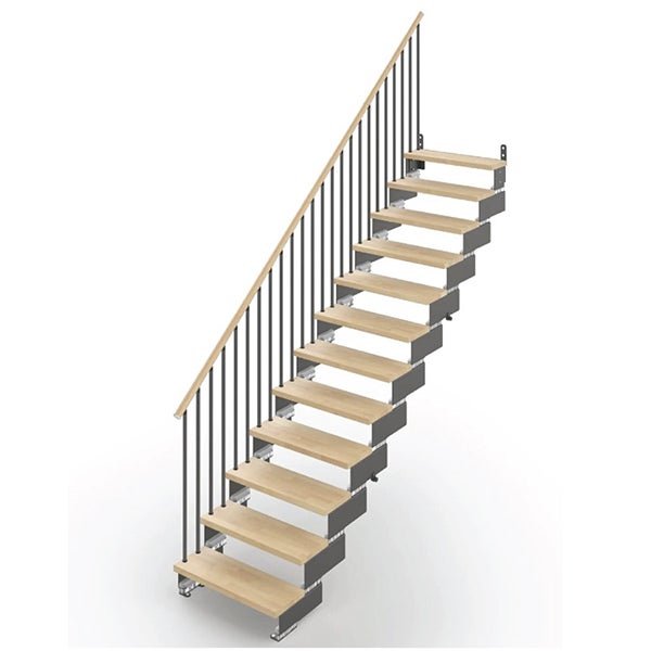 Escalier Autoportant 3 Marches Anthracite - 60-160 Cm De Large, 63 Cm Haut, Acier Galvanisé