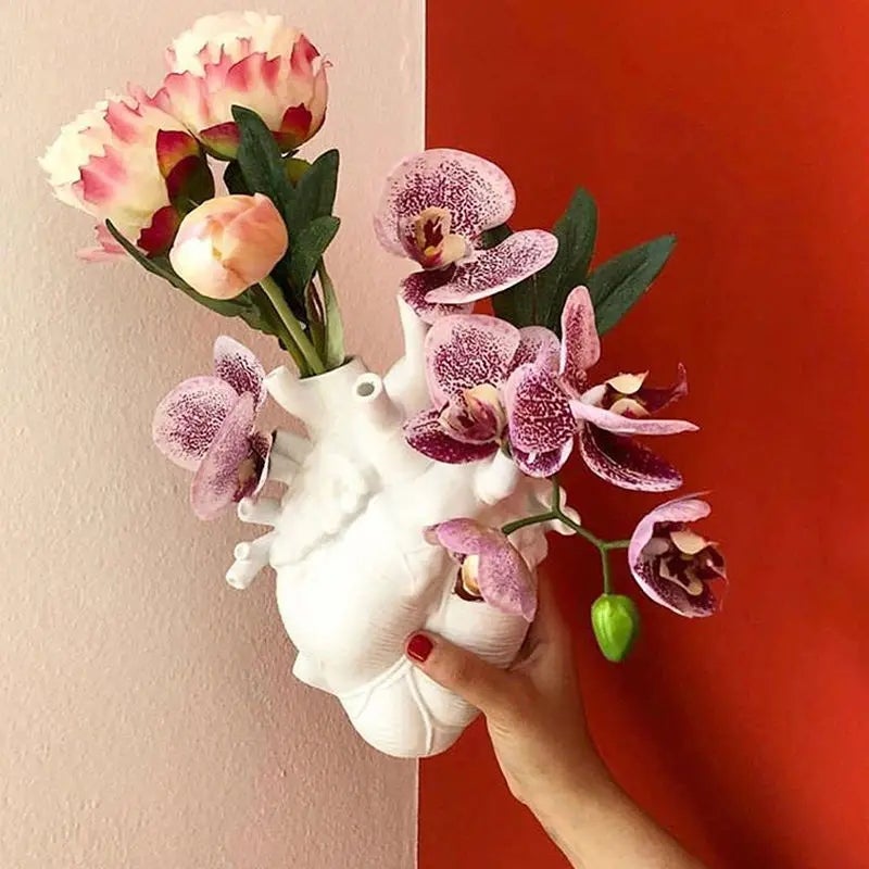 Vase en forme de cœur humain, décoration de la maison, ornement artisanal de bureau, récipient à fleurs de conception d'orgue, décoration de chambre - 4