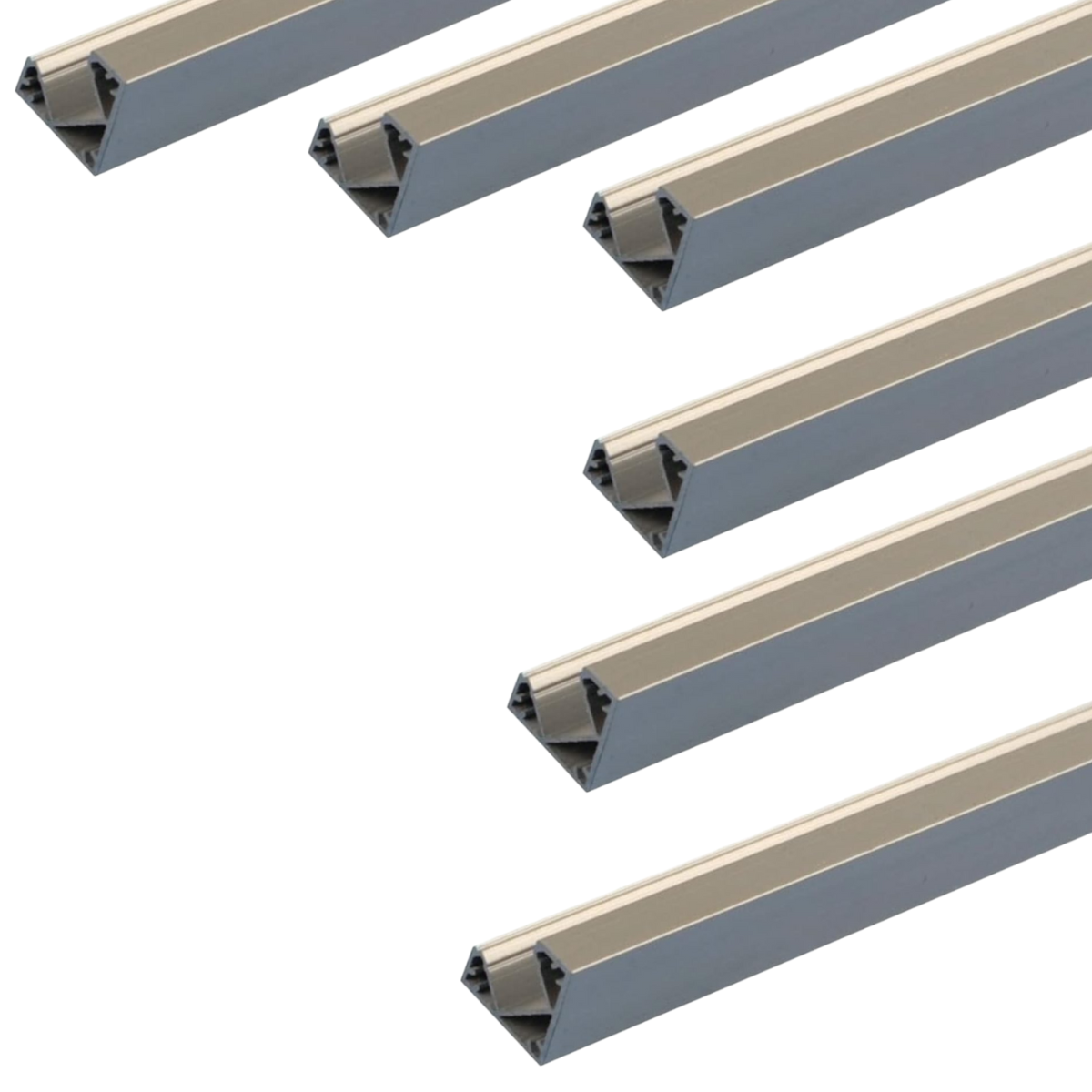 Opakowanie x6 Profil aluminiowy 1m do taśmy LED Narożnik z półprzezroczystą osłoną 18,2x18,2mm
