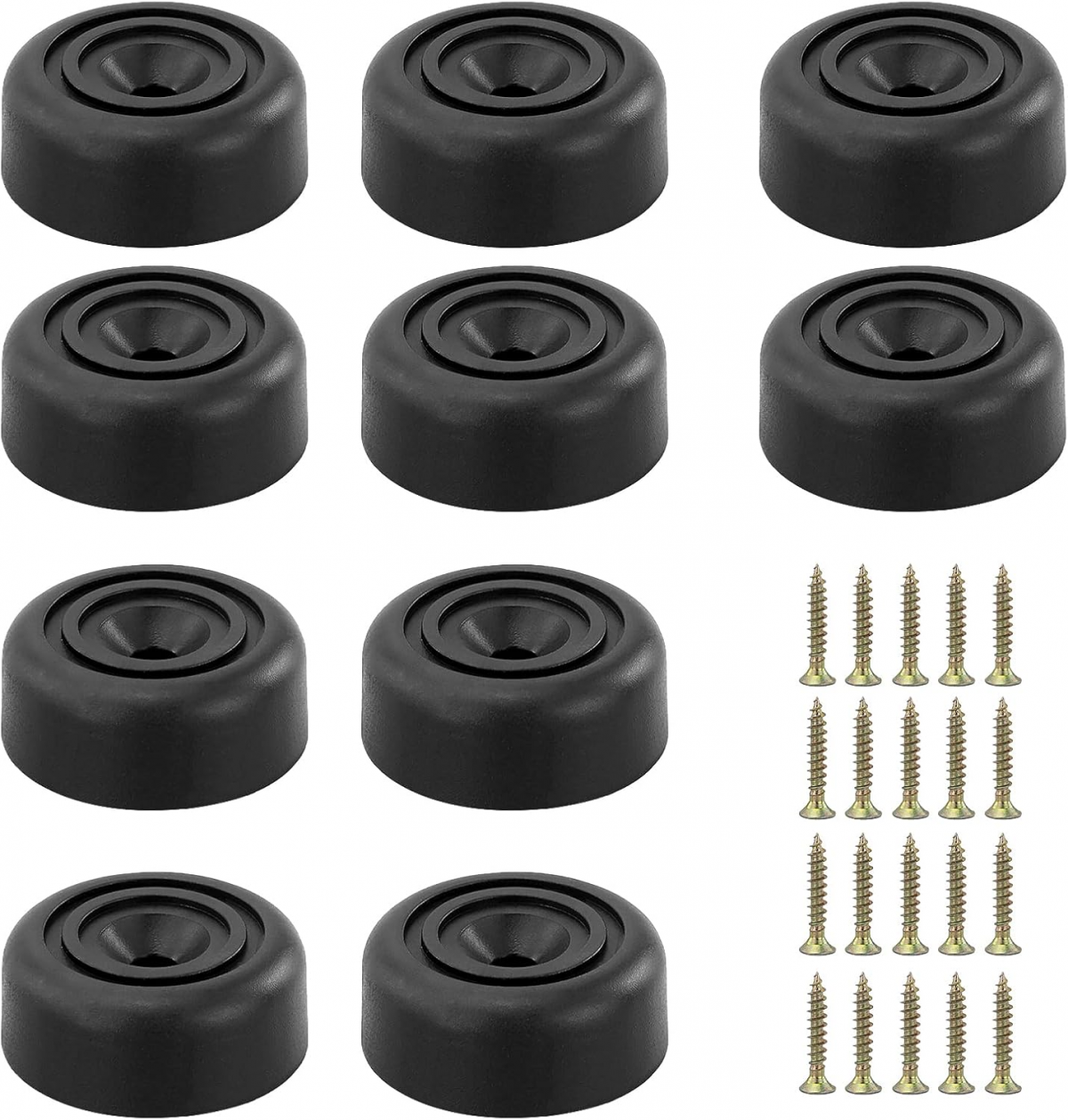 Set de 10 picioare rotunde pentru mobilă - Diametru: 33 x Î 13 mm - Fabricate din plastic - Pentru mobilă, canapea, scaun - Cu 8 șuruburi 10buc