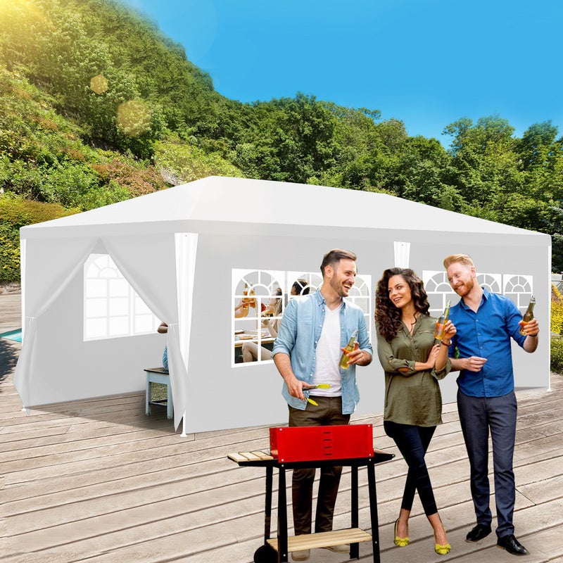 Tente Pavillon Mariages Tente de Jardin – Tente de jardin festive en construction robuste en acier, parfaite pour les mariages 3x6m Blanc - 5