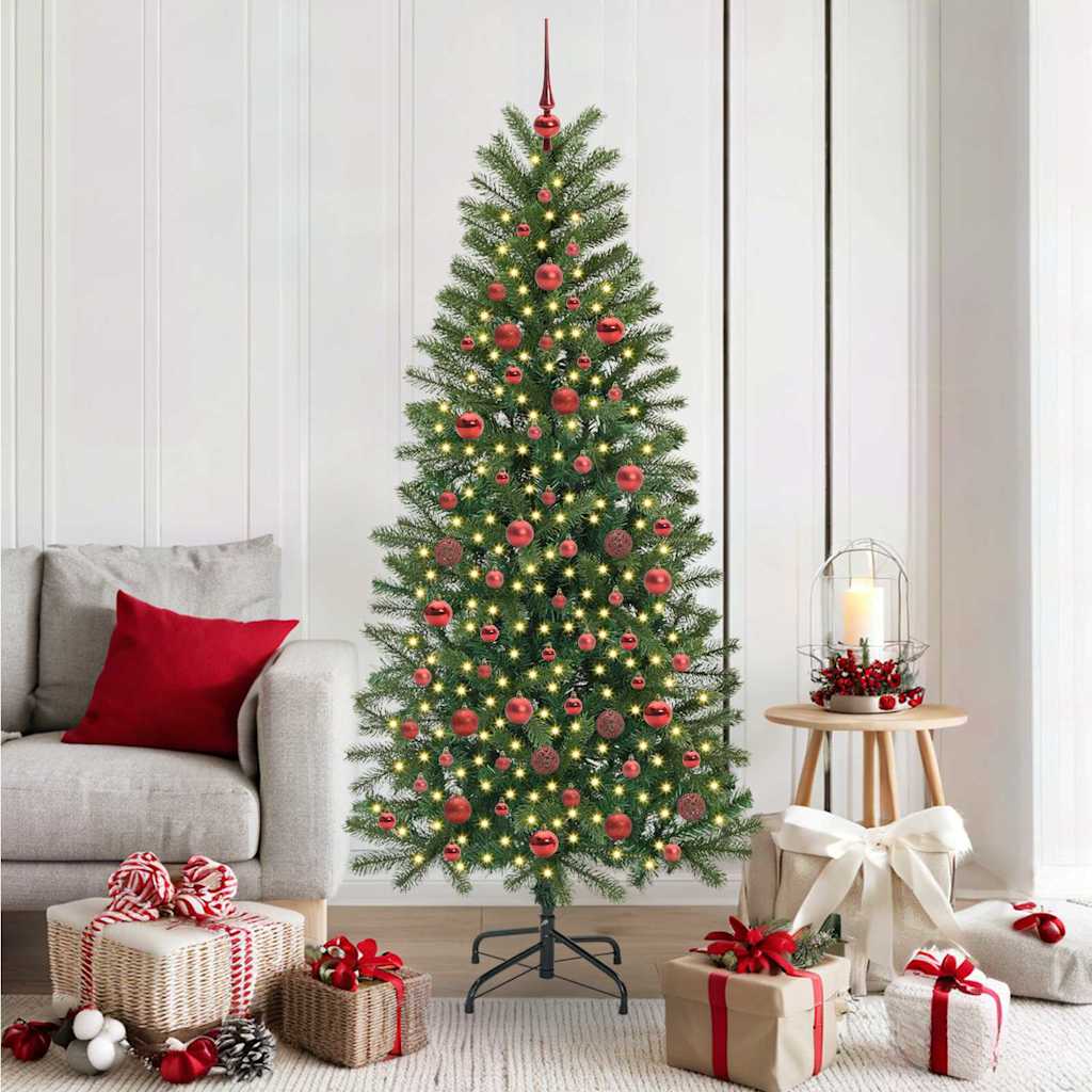 Sapin de Noël | Arbre de Noël artificiel avec 300 LED Vert 180 cm PE et PVC - 2