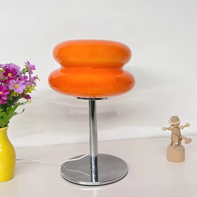 Lampe de table LED, lampe d'ambiance rétro en verre, lampe de bureau mignonne, lampe de chevet USB, veilleuse design, lumière chaude 3000 K (orange) - 7