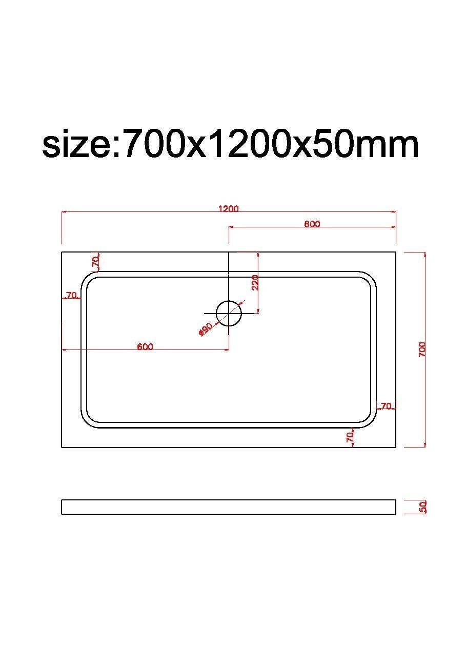 Receveur de douche rectangulaire surbaissé en Abs avec bonde inclus H. 5 cm – 70 x 120 - 7