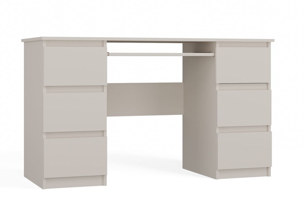 Bureau HARMONY 120 cm - bureau informatique - avec étagère - blanc mat