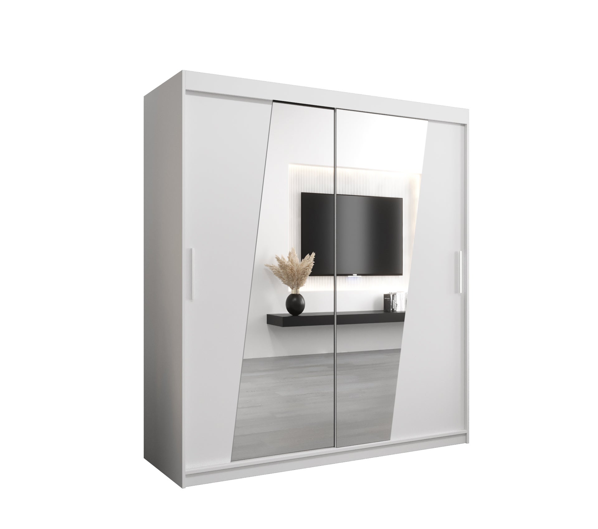 Szafa przesuwna garderoba RHOMB 180 x 62 x 200 cm Biały - Abiks Meble