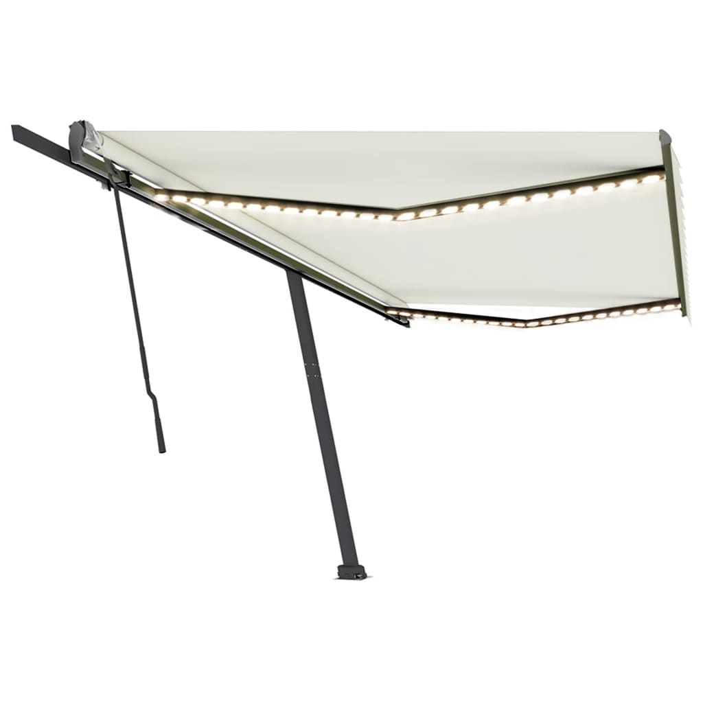 vidaXL Tenda da Sole Retrattile Manuale con LED 300x250cm Blu e Bianco