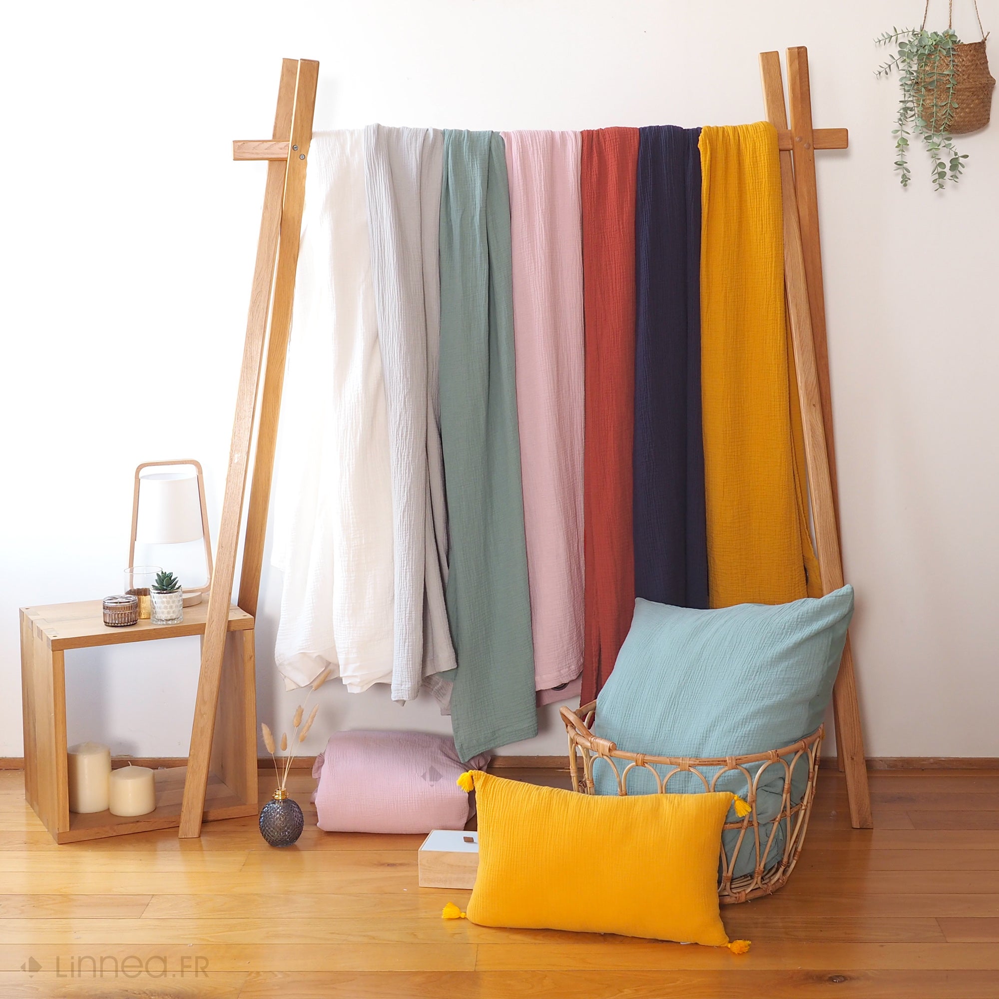 Parure de lit 140x200 cm double gaze de coton GAZGAZ vert kaki 2 pièces - 6