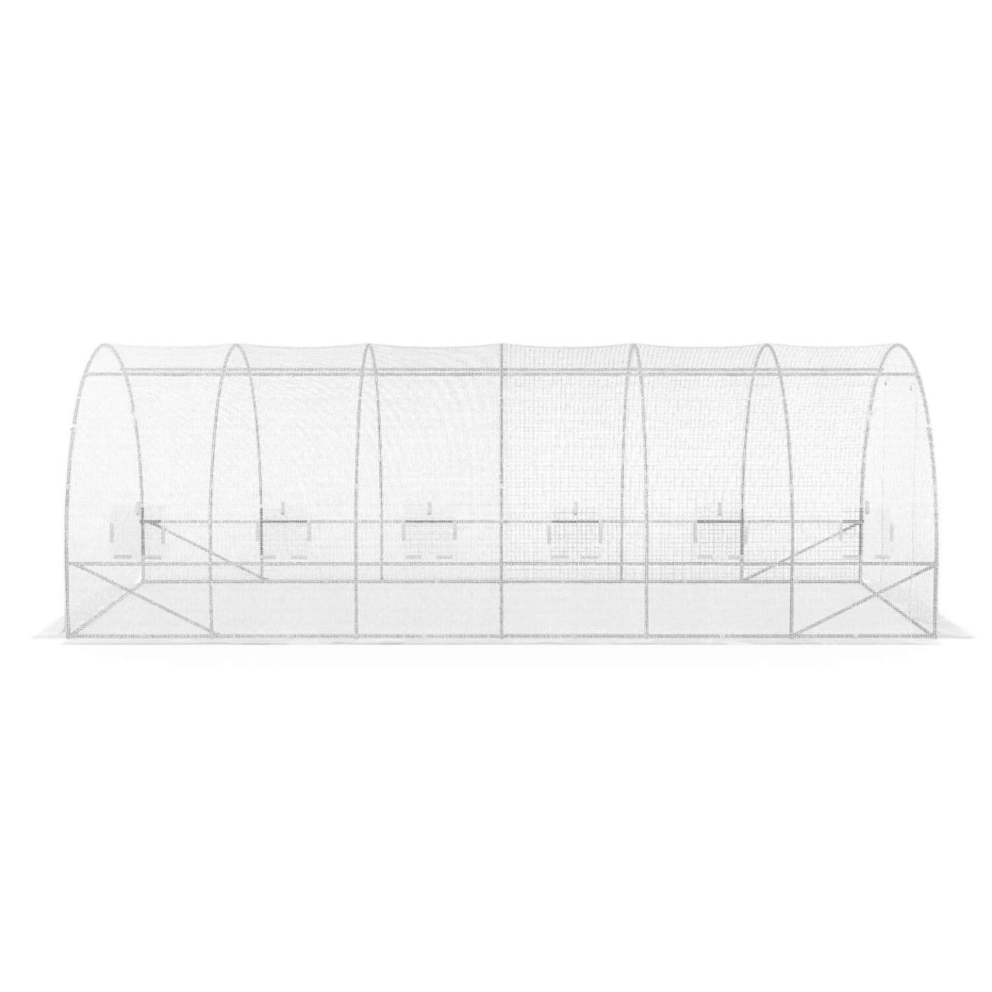 Bâche de rechange pour serre de jardin tunnel 18m² 6 x 3 x 2 m anti-UV avec porte et fenêtres CRIMÉE blanche - 4
