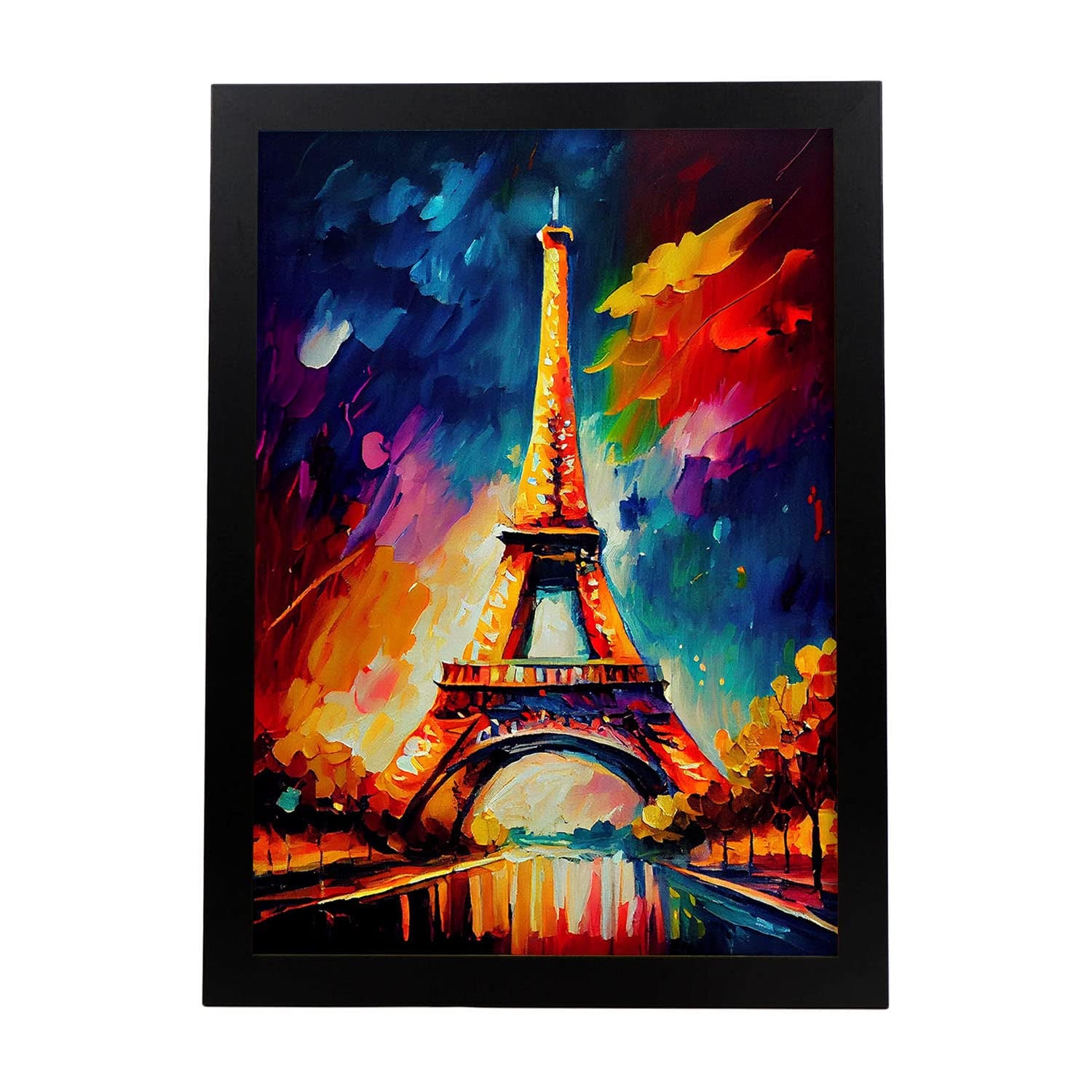 Nacnic poster de torre eiffel en estilo pintura al óleo ilustraciones de monumentos en estilo fotográfico a todo color diseño y a3 marco negro
