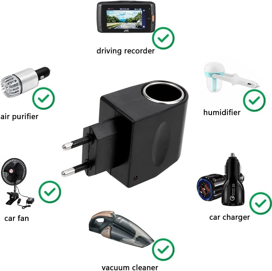 Adaptateur allume-cigare 220V vers 12V pour voiture, adaptateur universel,  500mA, noir (ne peut tre utilis qu'avec des produits de moins de 10W). |  Leroy Merlin
