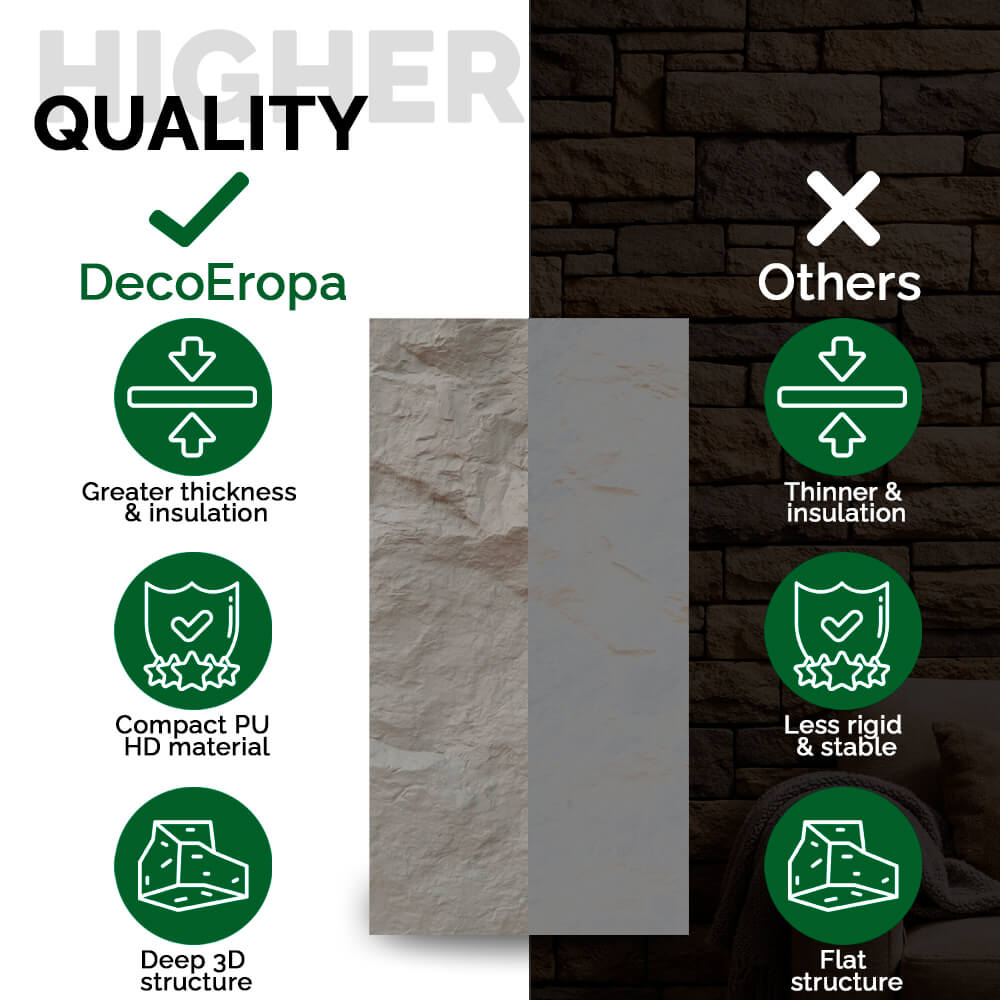 Pack 6 Panneaux Muraux 3D Rock Stone Marron 120x60 cm - Revêtement Décoratif en PU HD - 5