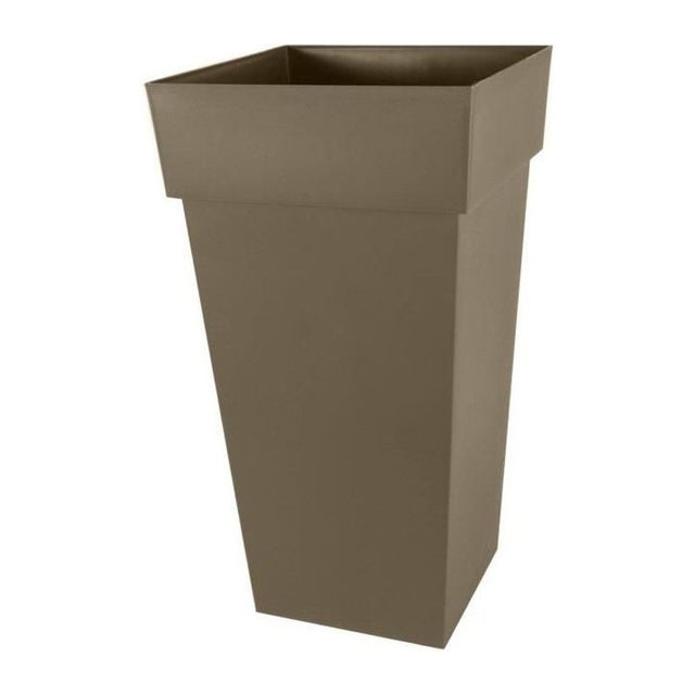 EDA Pot de fleurs XXL Toscane - Carre - 43,3 x 43,3 x H 80 cm - 98 L - Marron taupe