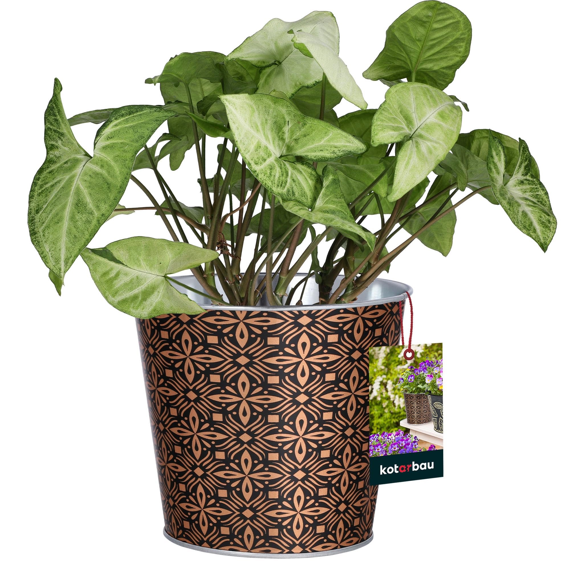 Doniczka na kwiaty rośliny donica stalowa osłonka okrągła zioła kuchni domu - KOTARBAU