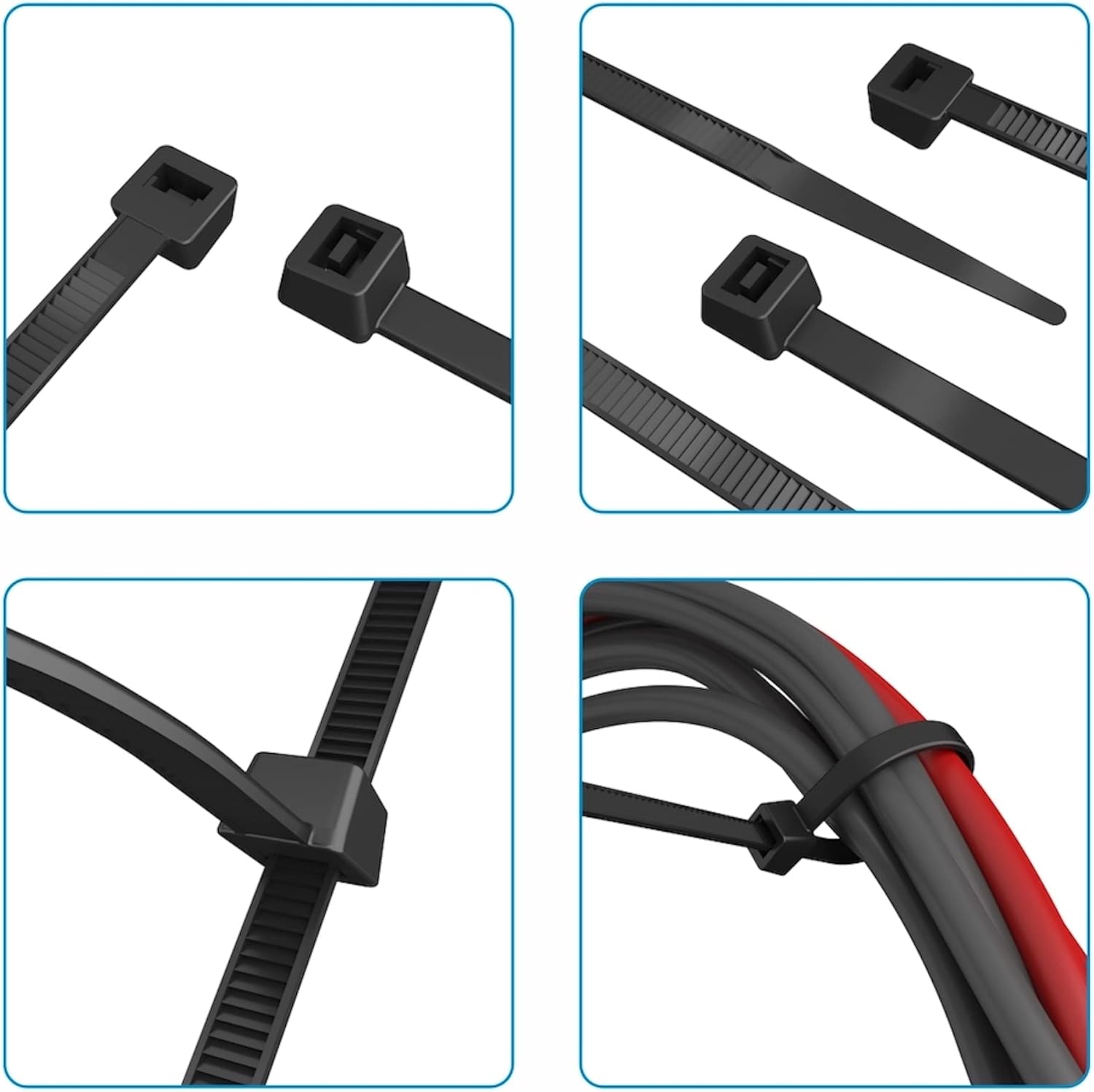 Collier de Serrage 300 mm x 3,6 mm, Attache Câble, Serre Câbles Rilsan Nylon, Colliers Serre-Cable 300mm, Noir, Lot de 100 Pièces - 3