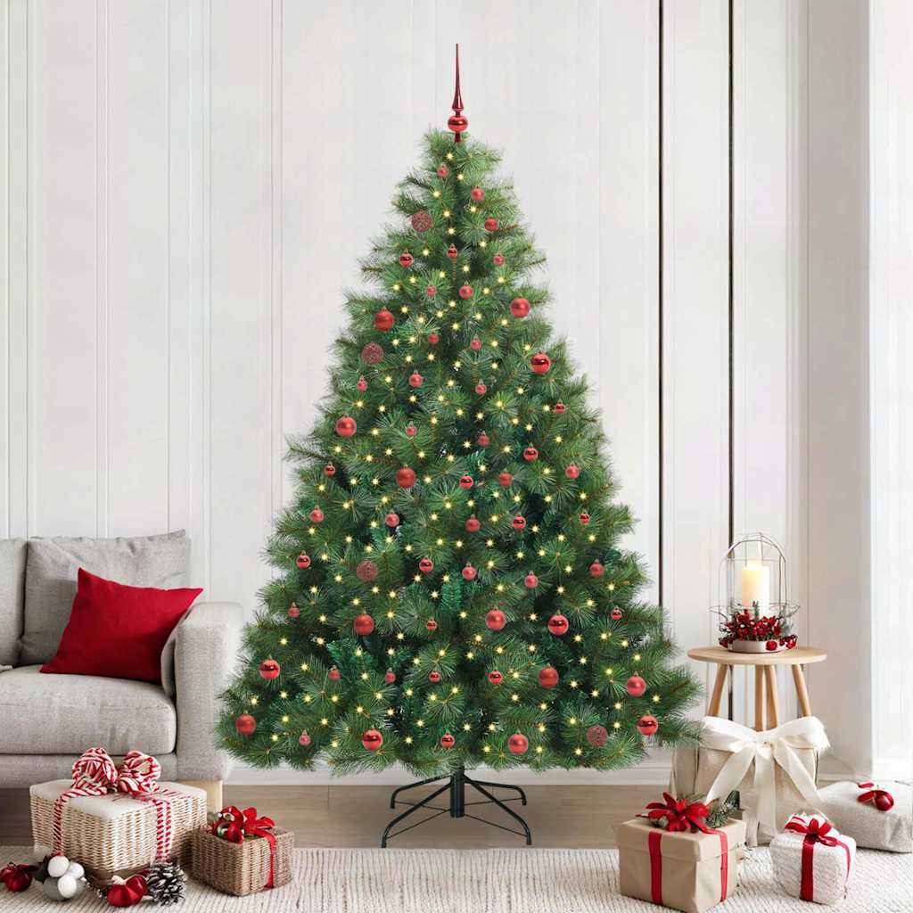 Sztuczna choinka z 300 diodami LED Zielony 210 cm PE i PVC
