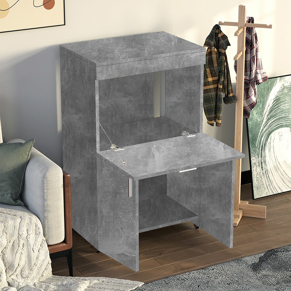 Mobile Asse da Stiro a Scomparsa Salvaspazio Richiudibile Cemento 55x38x90.5 cm - 3