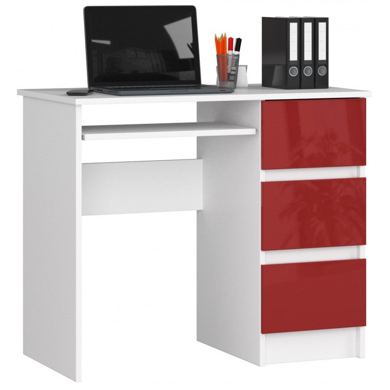 MIR - Bureau informatique style moderne - 90x77x50 - 3 grands tiroirs ...